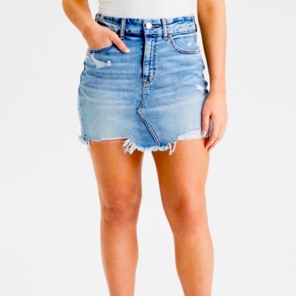American Eagle Curvy Hi-Rise Mini Super Stretch Jean Skirt size 2